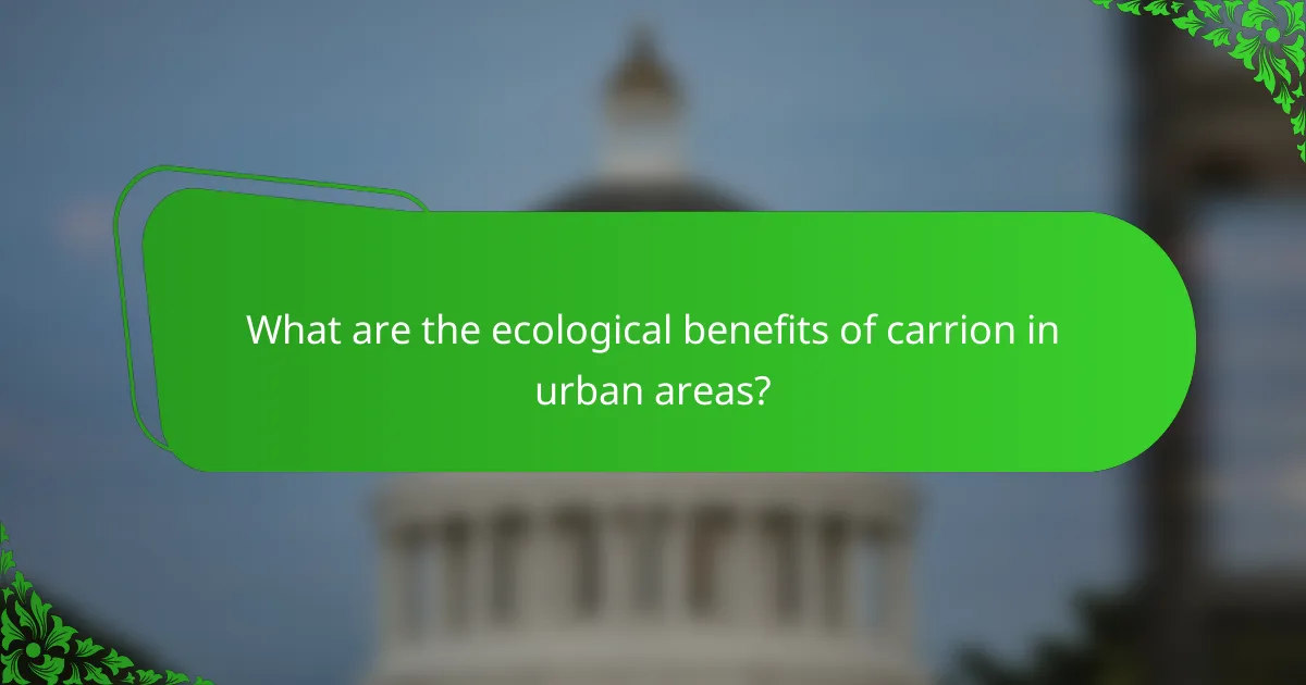 What are the ecological benefits of carrion in urban areas?