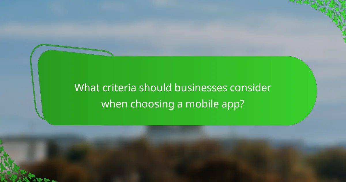 What criteria should businesses consider when choosing a mobile app?